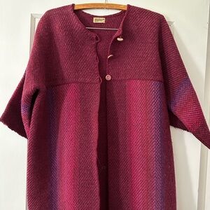 Vintage Boho handwoven unique wool tunic sweater coat large “Handmade by Harvey”